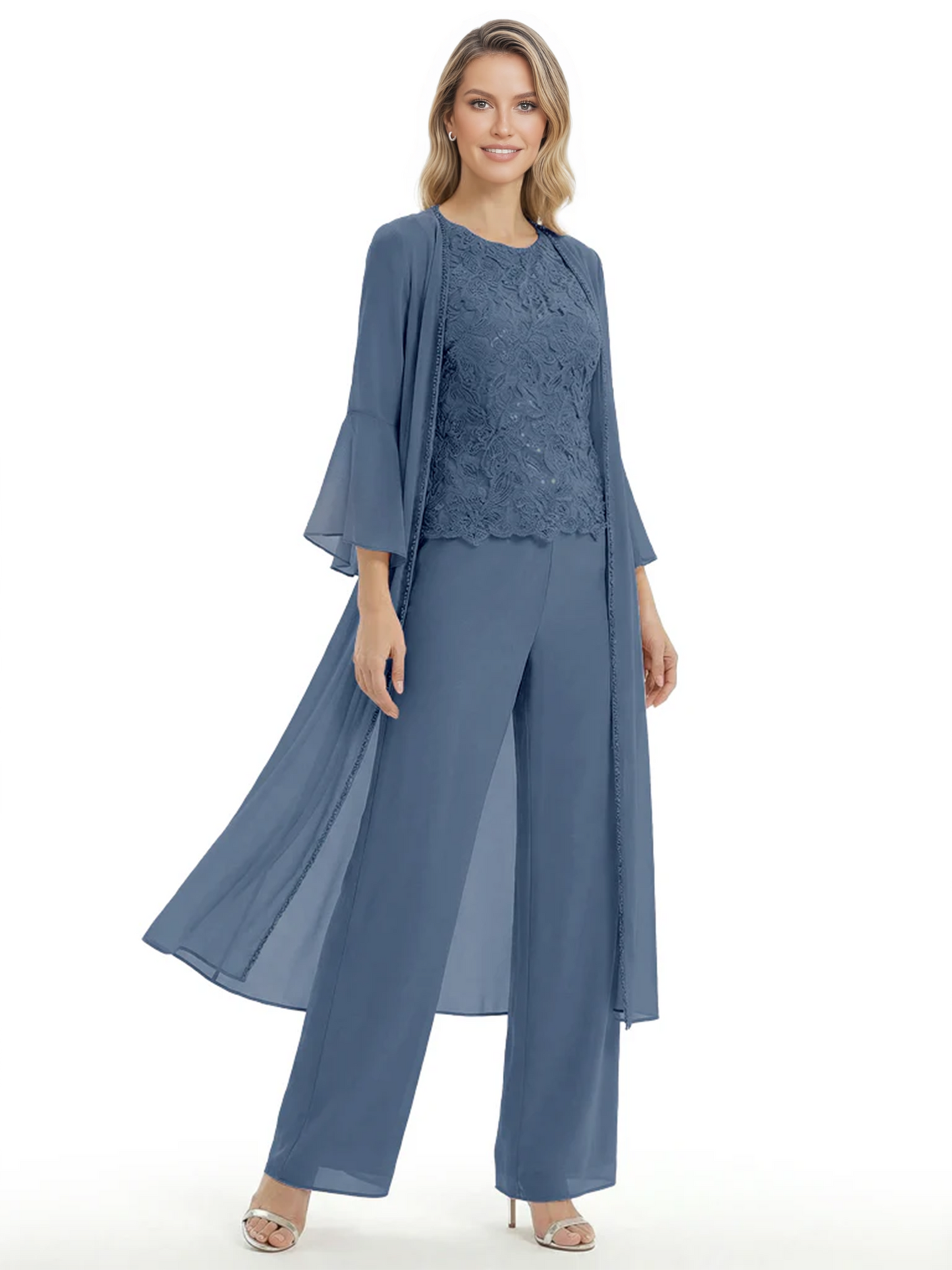 Elegant Pink 3-Piece Pant Set Trending 2026 Styles with Lace Wide-Leg Pants