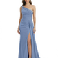 One Shoulder Mother of Bride Dress Ruffle Formal Gowns Mermaid Floor Length Train Slit