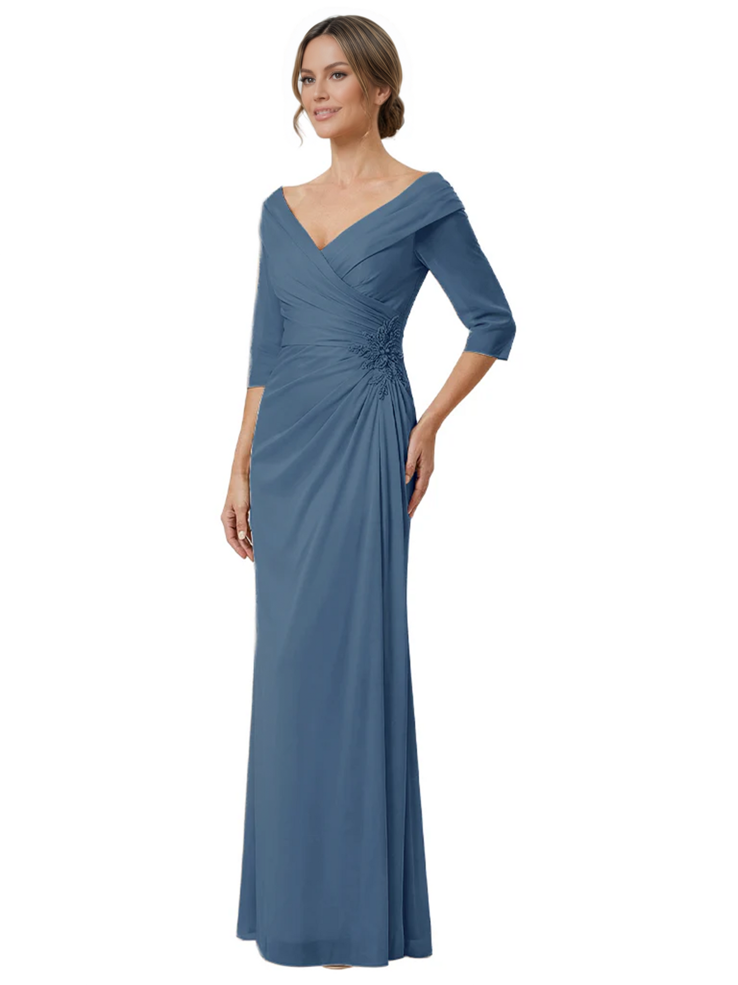 Elegant 3/4 Sleeve Mother of the Brides Dresses Mom Outfits Wedding Satin