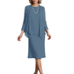 3 PCS Knee-Length Mother of Bride Dresses Prom Dress Evening Dress with Sheer Sleeves and Jacket