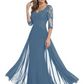 Luxury Burgundy Formal Dress Embroidered Lace Bodice Flowy Chiffon Gown 2026