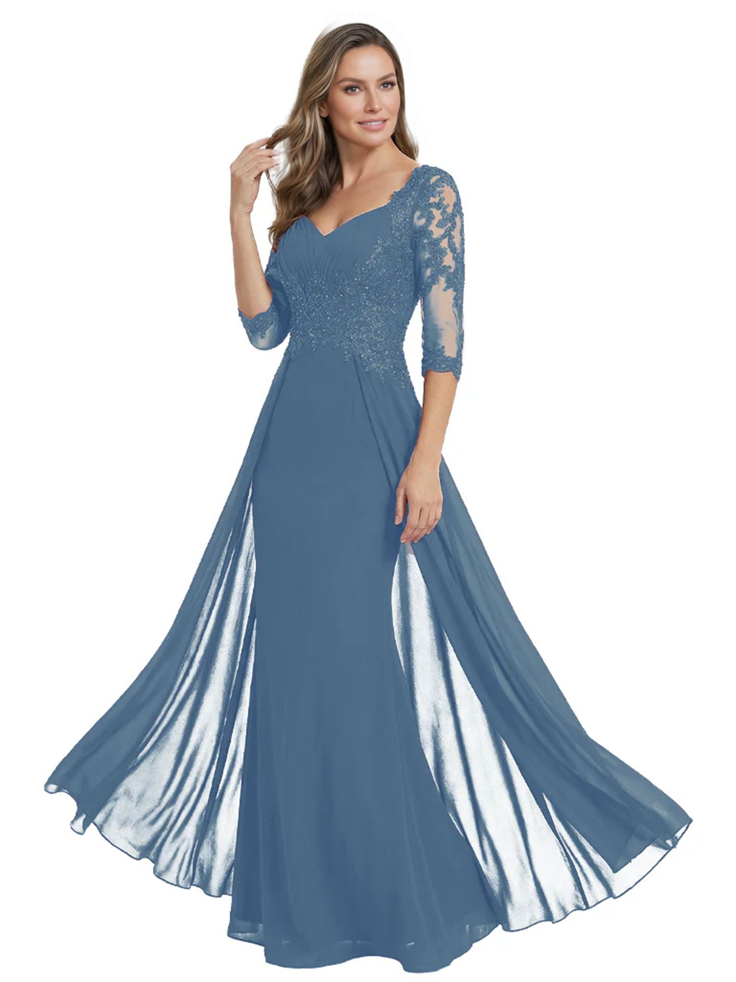 Luxury Burgundy Formal Dress Embroidered Lace Bodice Flowy Chiffon Gown 2026