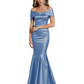Luxury Emerald Formal Dress Off-the-Shoulder Satin Gown Trumpet Silhouette