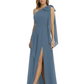 One-Shoulder Mother of the Bride Dress Chiffon Gown with Long Sash Detail