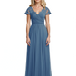 Mother of the Bride Dress Cap Sleeves and V-Neckline with Embroidered Lace Shoulders
