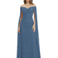 Elegant Mother of the Groom Gown Floral Lace Embroidered Formal Dress with Cape
