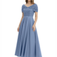 Luxury Formal Dress Sparkling Sequin Top Mother of Bride Dress Silk Satin A-Line Gowns