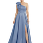 Luxury Bow Black Formal Dress One-Shoulder A-Line Gowns with Sexy Side Slit 2026