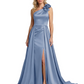 One Shoulder Sleeveless Mother of the Brides Dresses Floor Length Slit With Train