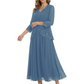 3/4 Sleeve Chiffon Mother of the Brides Dresses V-Neck Wedding Party Gowns