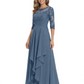 3/4 Sleeve Mother of the Bride Dress with Lace Embroidery High-Low Hem 2026