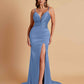 Sexy Soft Satin V-neck Spaghetti Strap Side-Slit Mermaid Bridesmaid Dresses