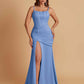 Sexy Soft Satin Mermaid Spaghetti Straps Side Slit Floor-Length Bridesmaid Dresses