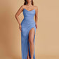 Sexy Soft Satin Mermaid V-neck Side Slit Floor-Length Bridesmaid Dresses Online