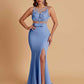 Sexy Soft Satin Mermaid Illusion Side Slit Floor-Length Bridesmaid Dresses Online