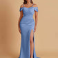 Sexy Soft Satin Mermaid Cold Shoulder Side Slit Floor-Length Bridesmaid Dresses Online