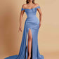 Sexy Soft Satin Sweetheart Off-the-shoulder Strapless Side-Slit Mermaid Bridesmaid Dresses
