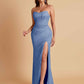 Sexy Strapless Soft Satin Side Slit Floor-Length Mermaid Bridesmaid Dresses