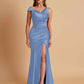 Sexy Soft Satin Mermaid V-neck Floor-Length Mermaid Bridesmaid Dresses