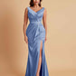 Elegant V Neck Soft Satin Side Slit Floor-Length Mermaid Bridesmaid Dresses