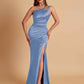 Sexy Soft Satin Mermaid One Shoulder Floor-Length Mermaid Bridesmaid Dresses