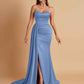 Elegant Soft Satin Sweetheart Strapless Side-Slit Mermaid Bridesmaid Dresses