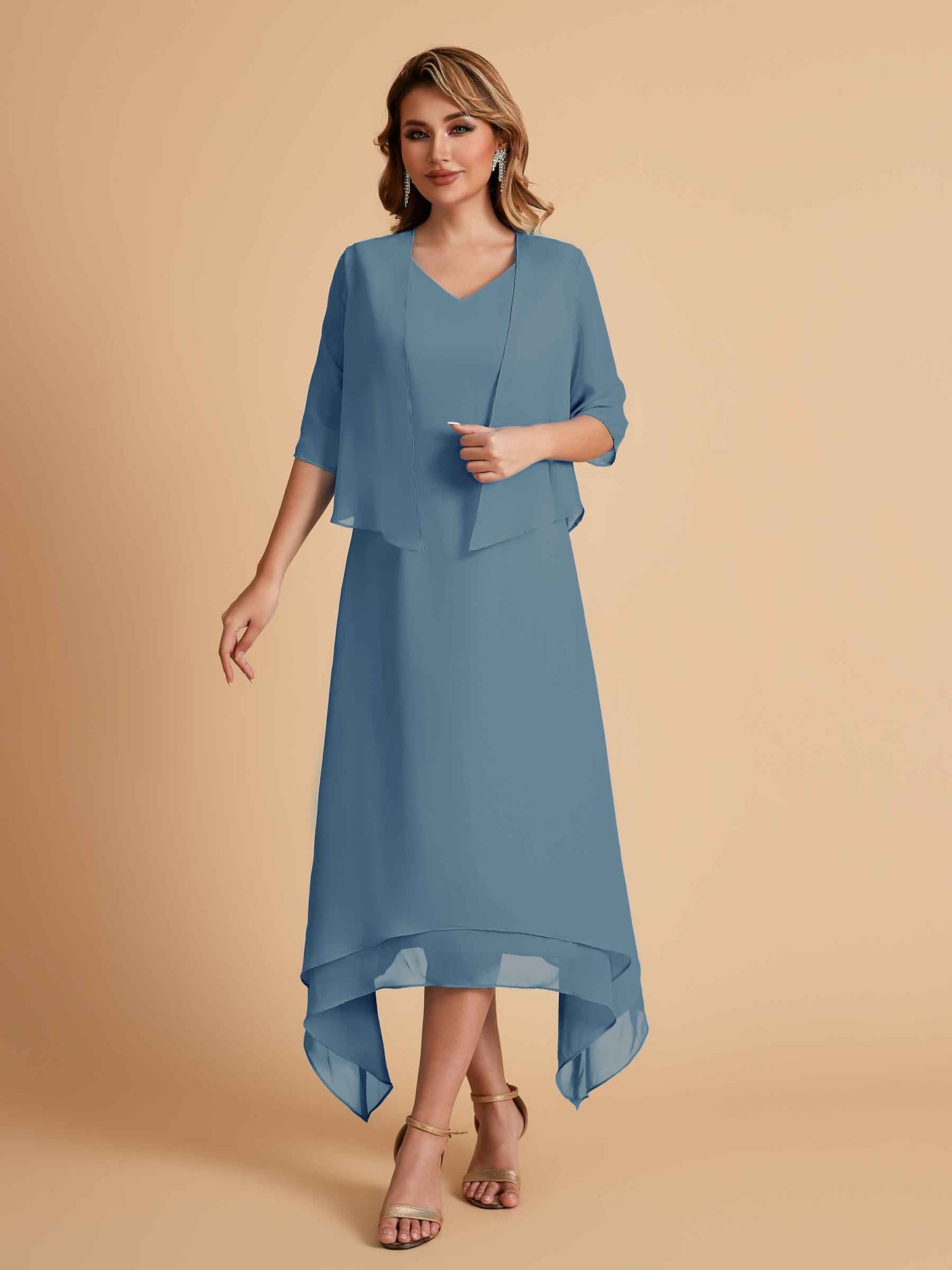 Elegant A-line Chiffon Short Sleeves Mother of the Brides Dresses Online
