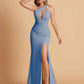 Sexy Mermaid One Shoulder Key Hole Bridesmaid Dresses Floor Length Bridal Party Dresses