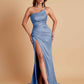 Gorgeous Strapless Soft Satin Side Slit Floor-Length Mermaid Bridesmaid Dresses