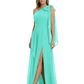 One-Shoulder Mother of the Bride Dress Chiffon Gown with Long Sash Detail
