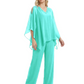 V-Neck Chiffon Mother of the Brides Dresses Plus Size Jacket Suits Wedding
