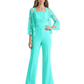 Mother of the Bride Jumpsuit with Lace Jacket 3/4 Sleeve Formal Pant Suit