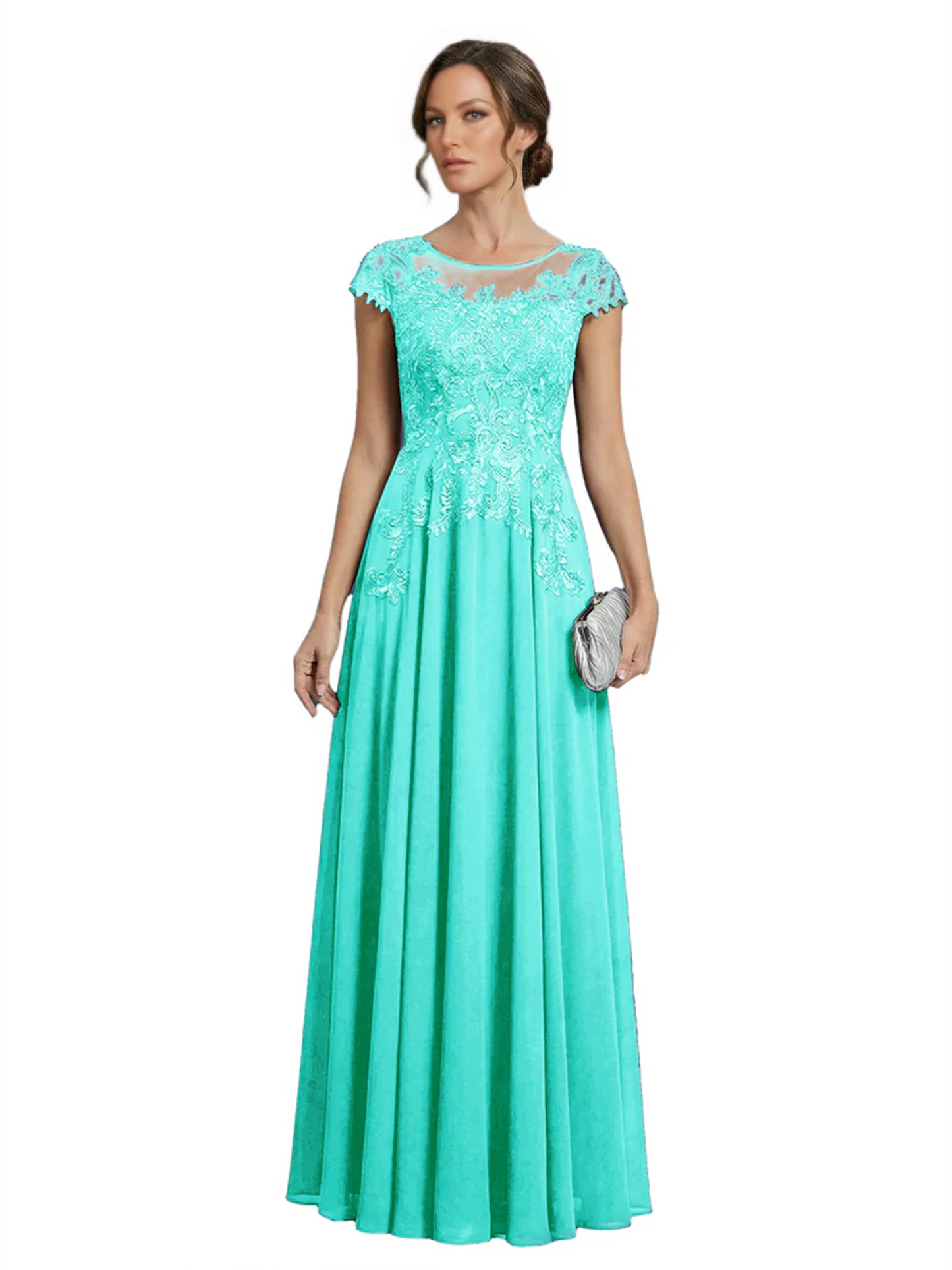 Chic Long A-Line Chiffon Mother of the Brides Dresses Sequin Mom Outfits For Wedding