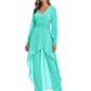 Luxury Black Formal Trousers Set High-Low Chiffon Top with Sparkling Beaded Detail