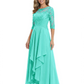 3/4 Sleeve Mother of the Bride Dress with Lace Embroidery High-Low Hem 2026