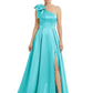 Luxury Bow Black Formal Dress One-Shoulder A-Line Gowns with Sexy Side Slit 2026