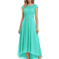 Elegant Evening Gown Trending 2026 Styles with Cap Sleeves High-Low Skirt
