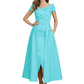 Formal Floor-Length Mother of the Bride Gown Satin Maxi Dress with Slit Off Shoulder
