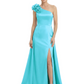 One Shoulder Mother of the Bride Dress with 3D Floral Detail Formal Dress A-Line Gowns with Slit