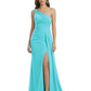 One Shoulder Mother of Bride Dress Ruffle Formal Gowns Mermaid Floor Length Train Slit