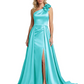 One Shoulder Sleeveless Mother of the Brides Dresses Floor Length Slit With Train