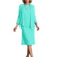 3 PCS Knee-Length Mother of Bride Dresses Prom Dress Evening Dress with Sheer Sleeves and Jacket