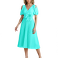 Wedding Formal Dress V-Neck Pleated Chiffon Gown with 3D Flower Accent Knee Length