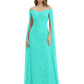Elegant Mother of the Groom Gown Floral Lace Embroidered Formal Dress with Cape