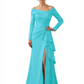 Elegant Mother of the Groom Dress Cascading Ruffle Satin Gown with High Slit Long Sleeves