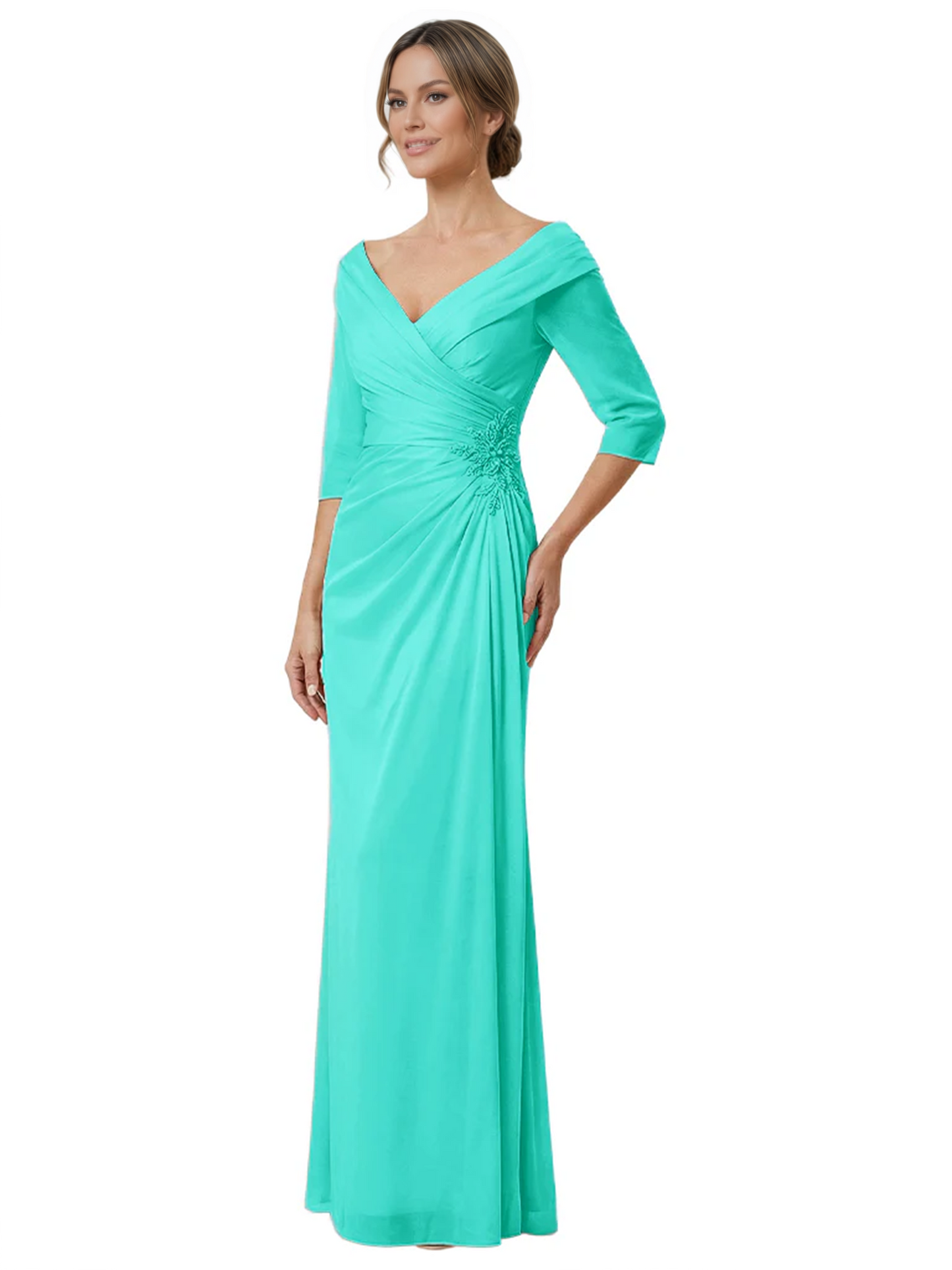 Elegant 3/4 Sleeve Mother of the Brides Dresses Mom Outfits Wedding Satin
