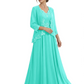 Plus Size A-line Chiffon 3/4 Sleeves Mother of the Brides Dresses Long Jacket Dress