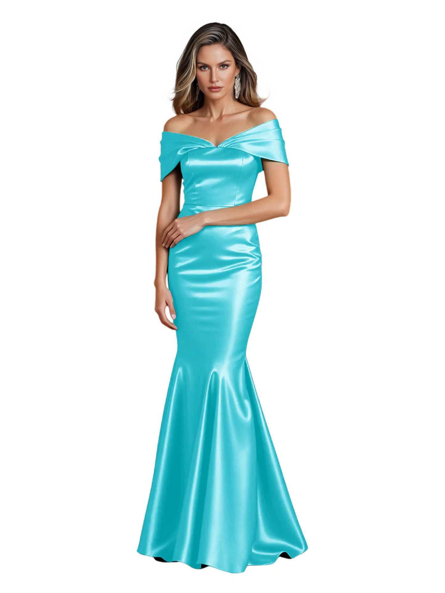 Luxury Emerald Formal Dress Off-the-Shoulder Satin Gown Trumpet Silhouette