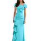Elegant Mother of Bride Dress Formal Gowns Mermaid Ruffle Floor Length Asymmetric Neckline