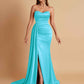 Elegant Soft Satin Sweetheart Strapless Side-Slit Mermaid Bridesmaid Dresses